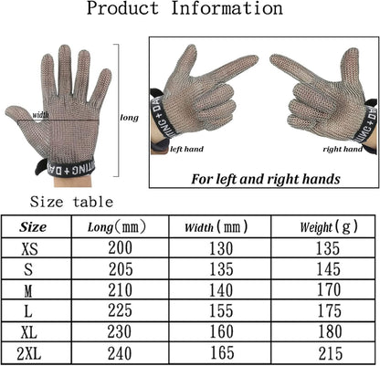 Anti-Cut Gloves Stainless Steel Cut Resistant Gloves, Comfortable Non-Slip Chainmail, Adult Men's and Women's Safety Work(1pcs/XXL)