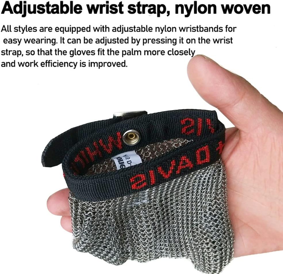 Anti-Cut Gloves Stainless Steel Cut Resistant Gloves, Comfortable Non-Slip Chainmail, Adult Men's and Women's Safety Work(1pcs/XXL)