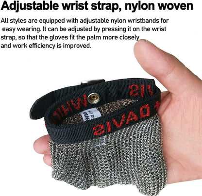 Anti-Cut Gloves Stainless Steel Cut Resistant Gloves, Comfortable Non-Slip Chainmail, Adult Men's and Women's Safety Work(1pcs/XXL)