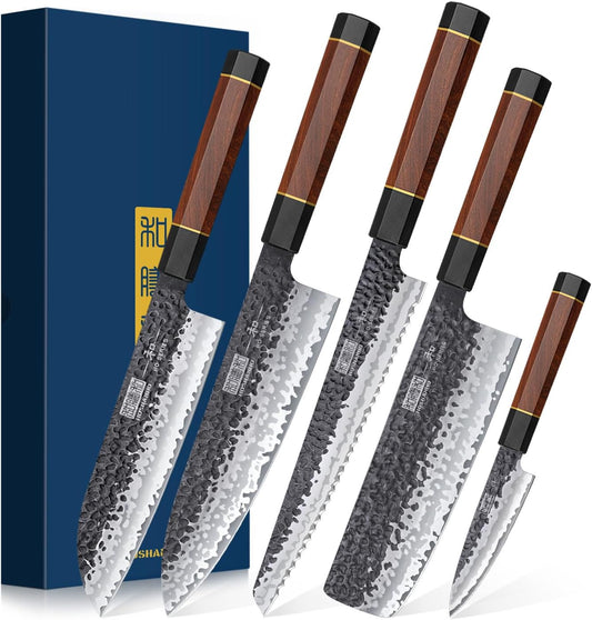5 Pieces Knife Set, Japanese High Carbon Steel Kitchen Knife Sets | Ultra Sharp Chef Knife Set for Kitchen, Professional Kitchen Knives with Ergonomic Handle, Thoughtful Gifts for Men/Woman