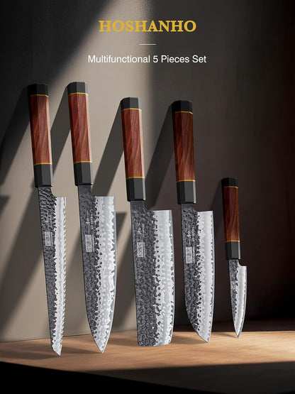 5 Pieces Knife Set, Japanese High Carbon Steel Kitchen Knife Sets | Ultra Sharp Chef Knife Set for Kitchen, Professional Kitchen Knives with Ergonomic Handle, Thoughtful Gifts for Men/Woman
