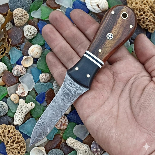 Handmade Damascus Oyster Knife - Oyster Shucking Knife with sheath, 6.5 in Seafood Opening Tool Oyster Shucker