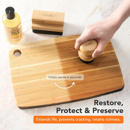 Food Grade Cutting Board Full Care Kit, Orange Lemon Scent - 4 Pack | Includes Food Grade Mineral Oil, Cutting Board Wax, Oil & Wax Applicators, Buffing Pads - Restores & Protects