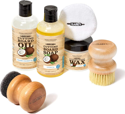 Food Grade Cutting Board Full Care Kit, Orange Lemon Scent - 4 Pack | Includes Food Grade Mineral Oil, Cutting Board Wax, Oil & Wax Applicators, Buffing Pads - Restores & Protects