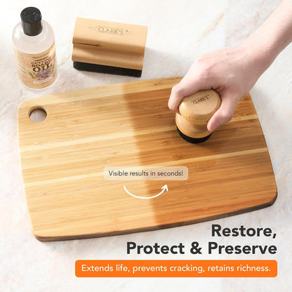 Food Grade Cutting Board Full Care Kit, Orange Lemon Scent - 4 Pack | Includes Food Grade Mineral Oil, Cutting Board Wax, Oil & Wax Applicators, Buffing Pads - Restores & Protects