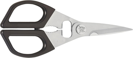 Kitchen Shears, Precisely Sharpened Stainless Steel Blades, Long Lasting Sharpness, Smooth Cutting Accuracy, Handles Designed for Comfort, Screw Cap and Bottle Cap Opener, Made in Japan