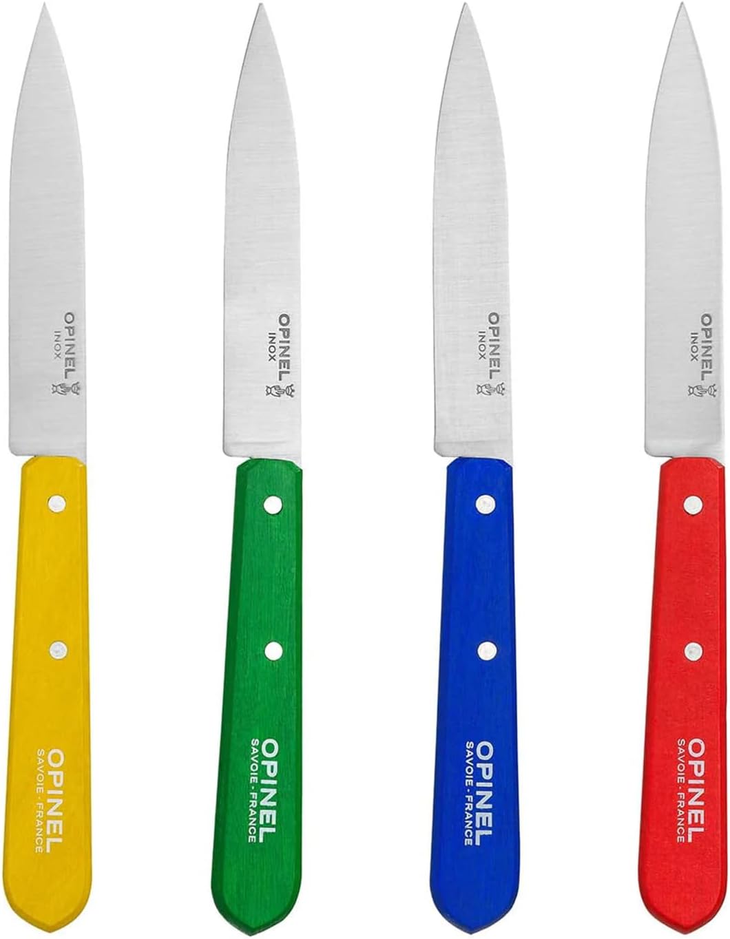 No. 112 Paring Knives Box Set, 4 Piece Paring Knife Set, High Carbon Steel for Chopping, Peeling, Slicing, Trimming, Painted Hornbeam Handles, Made in France (Classic), One Size, (001233)