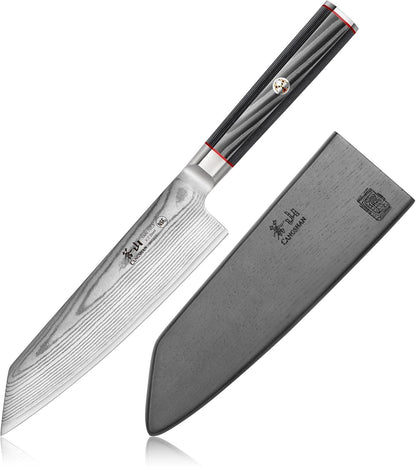 Cangshan YARI Series X-7 Damascus Steel 7-inch Kiritsuke Knife with Sheath