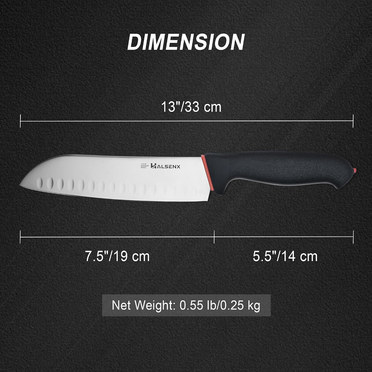 7" Santoku Knife, High Carbon Stainless Steel Kitchen Knife(Green) | High-carbon steel stays sharp, Fluted edge, no sticking, Green soft-grip handle, Cuts veggies, meat, dices, Rust-proof.