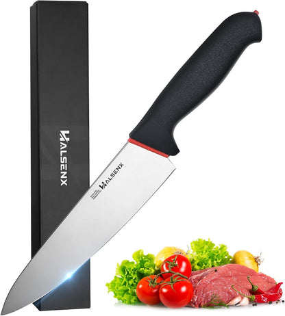 7" Santoku Knife, High Carbon Stainless Steel Kitchen Knife(Green) | High-carbon steel stays sharp, Fluted edge, no sticking, Green soft-grip handle, Cuts veggies, meat, dices, Rust-proof.