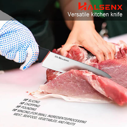 7" Santoku Knife, High Carbon Stainless Steel Kitchen Knife(Green) | High-carbon steel stays sharp, Fluted edge, no sticking, Green soft-grip handle, Cuts veggies, meat, dices, Rust-proof.