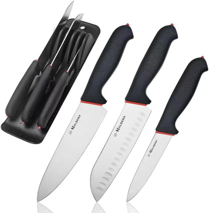 7" Santoku Knife, High Carbon Stainless Steel Kitchen Knife(Green) | High-carbon steel stays sharp, Fluted edge, no sticking, Green soft-grip handle, Cuts veggies, meat, dices, Rust-proof.