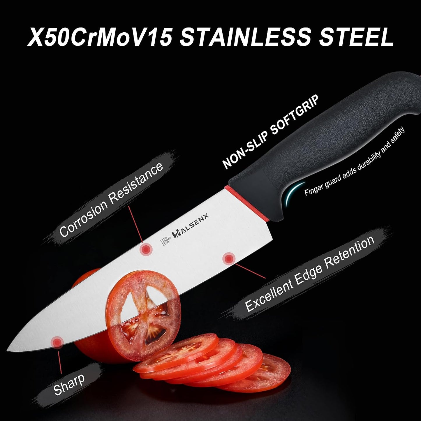 7" Santoku Knife, High Carbon Stainless Steel Kitchen Knife(Green) | High-carbon steel stays sharp, Fluted edge, no sticking, Green soft-grip handle, Cuts veggies, meat, dices, Rust-proof.