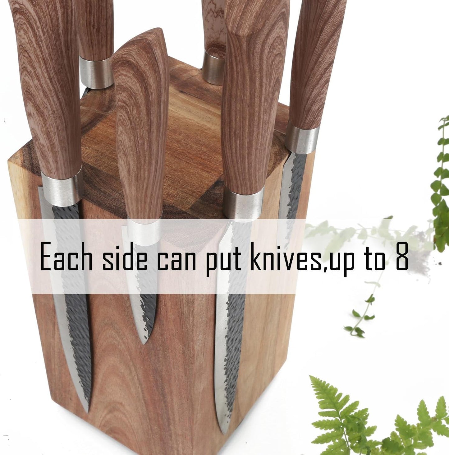 Resafy Magnetic Knife Wooden Block 360 Rotatable Knife Holder Rack Magnetic Stands with Strong Enhanced Magnets Kinves Strip, Modern Style