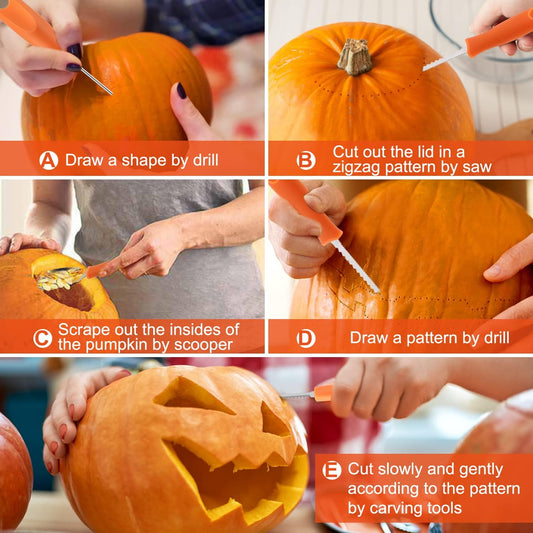 Pumpkin Carving Kit Tools Halloween, 13PCS Professional Heavy Duty Carving Set, Stainless Steel Double-side Sculpting Tool Carving Kit for Halloween Decoration Jack-O-Lanterns
