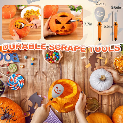 Pumpkin Carving Kit Tools Halloween, 13PCS Professional Heavy Duty Carving Set, Stainless Steel Double-side Sculpting Tool Carving Kit for Halloween Decoration Jack-O-Lanterns