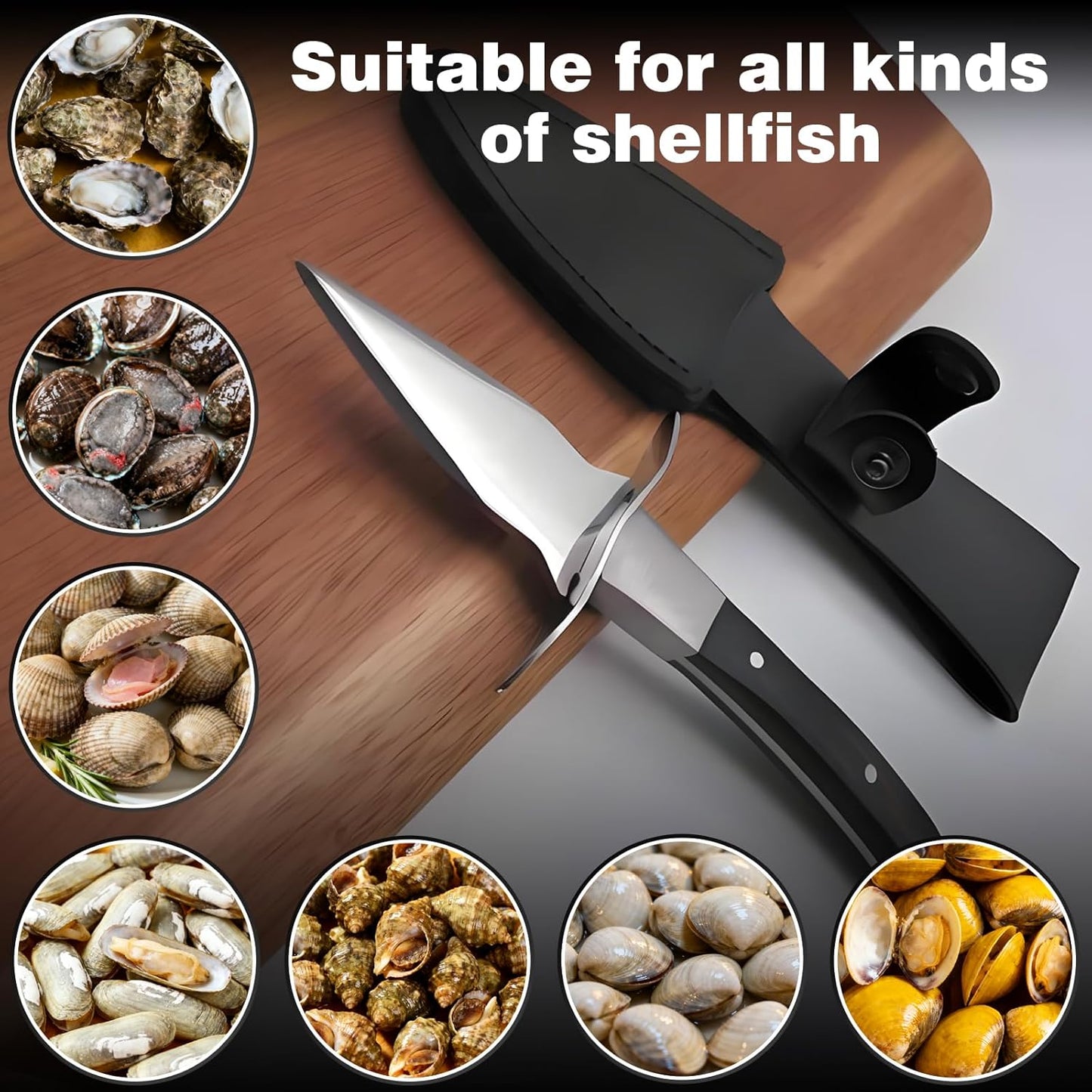 Professional Oyster Shucking Knife, 2CR13 Stainless Steel Oyster Knife, Sturdy Sharpness Opener for All Kinds of Shells, and Level 5 Cut Resistant Glove (XL)