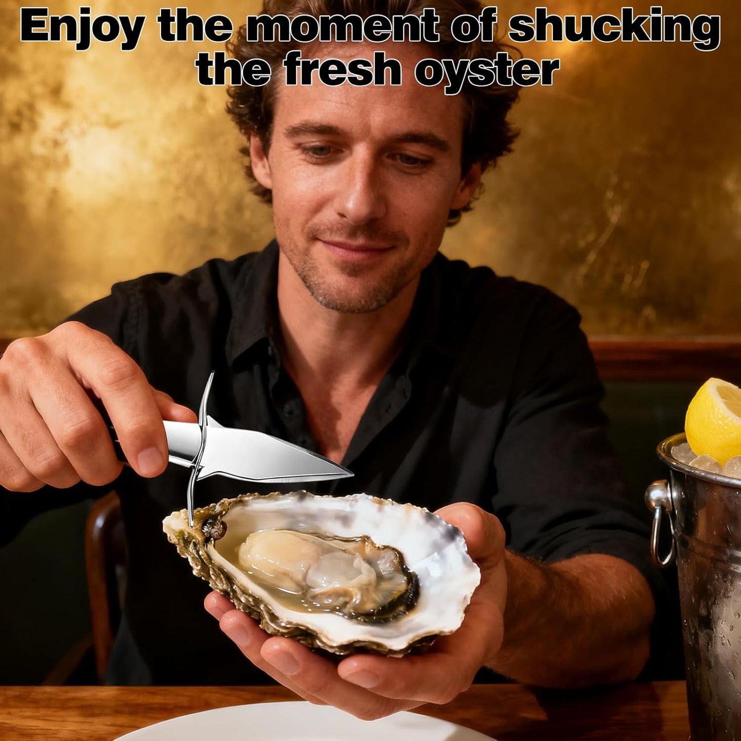 Professional Oyster Shucking Knife, 2CR13 Stainless Steel Oyster Knife, Sturdy Sharpness Opener for All Kinds of Shells, and Level 5 Cut Resistant Glove (XL)