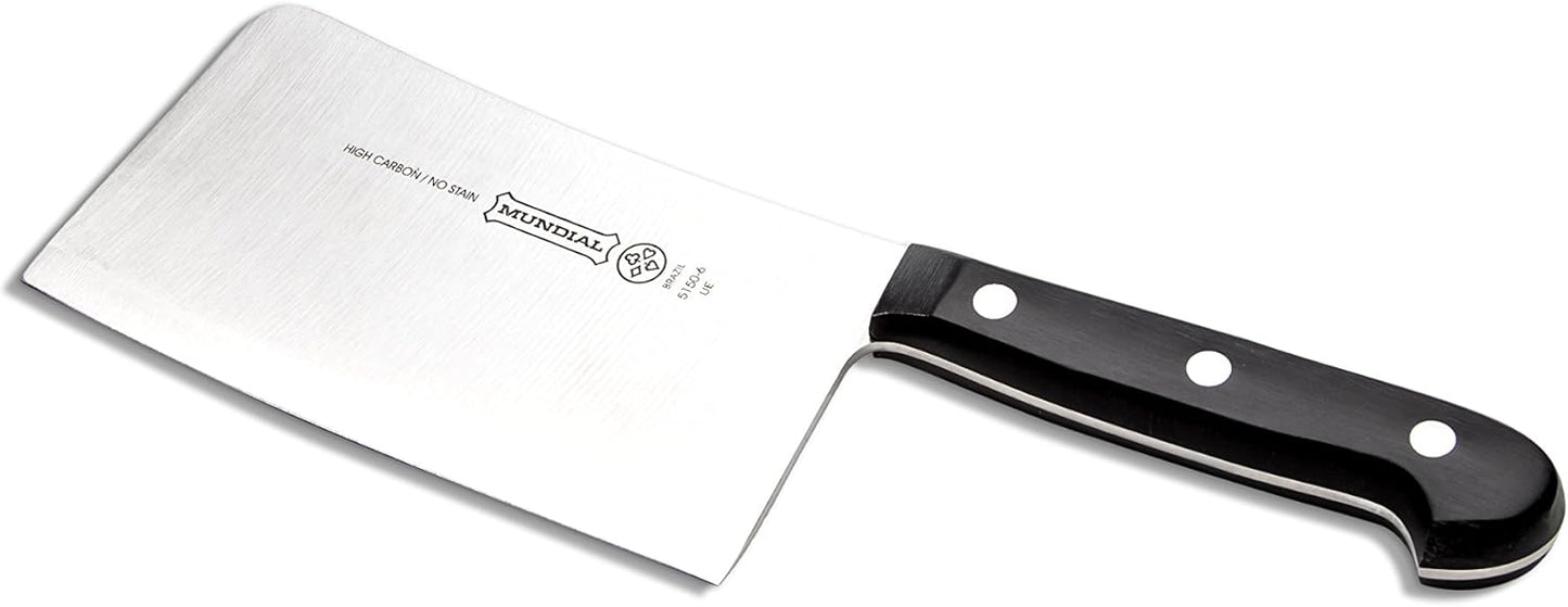 5100 Series Meat Cleaver, Carbon Stainless Steel Meat Cleaver with Full Tang, Razor Sharp Edge, with Polyacetal Handle, Black Series