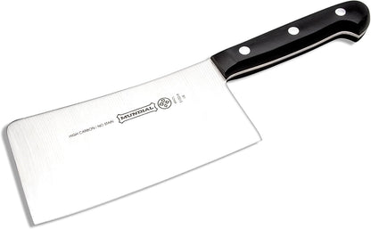 5100 Series Meat Cleaver, Carbon Stainless Steel Meat Cleaver with Full Tang, Razor Sharp Edge, with Polyacetal Handle, Black Series