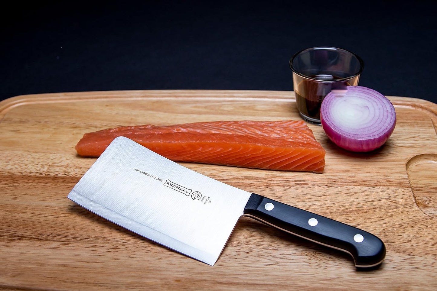 5100 Series Meat Cleaver, Carbon Stainless Steel Meat Cleaver with Full Tang, Razor Sharp Edge, with Polyacetal Handle, Black Series