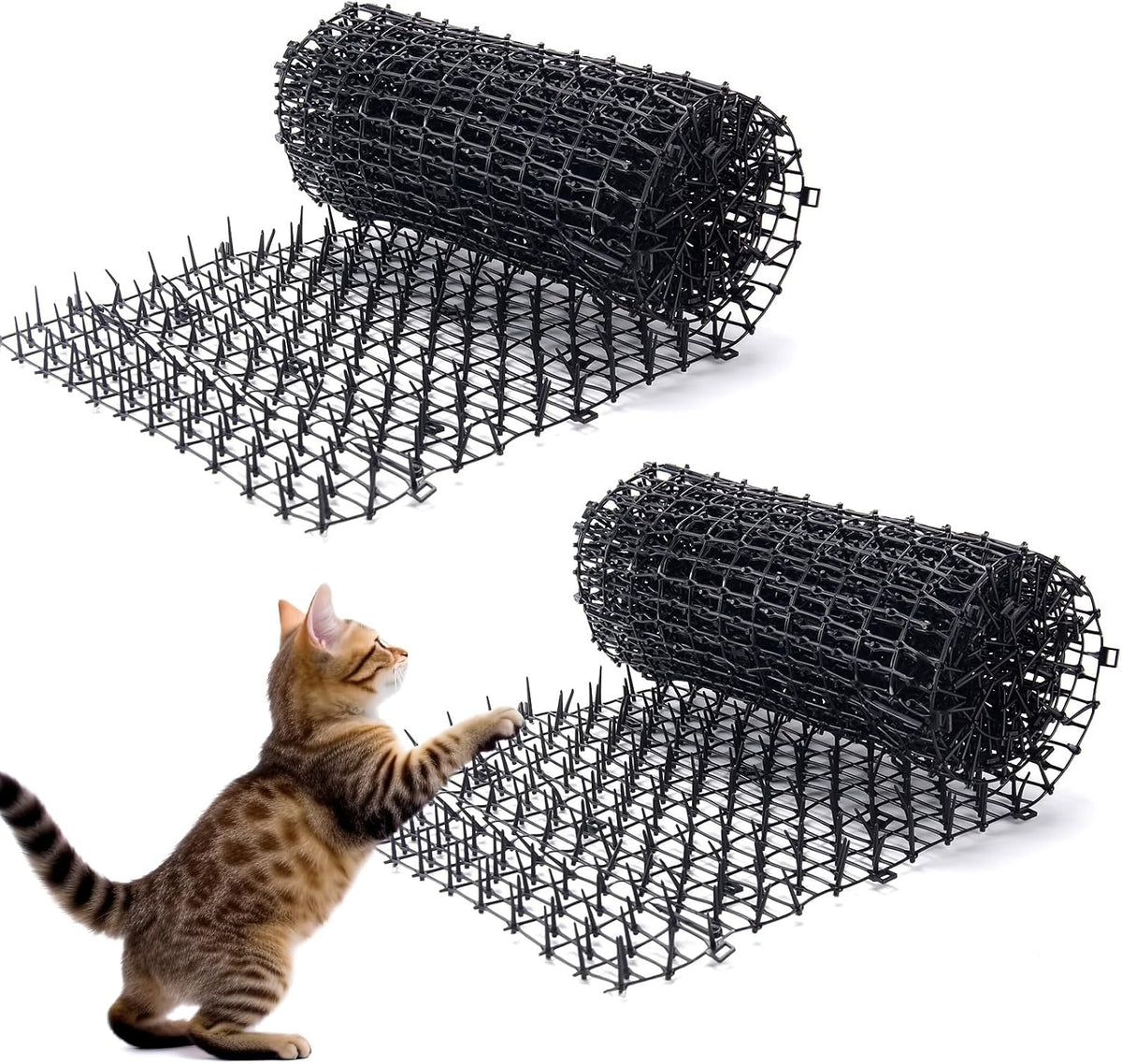 6.5ft Cat Scat Mat with Soft Spikes, Humane Indoor/Outdoor Cat Deterrent Mat for Garden, Countertops & Furniture, 78" x 11" Plastic Repellent Strip