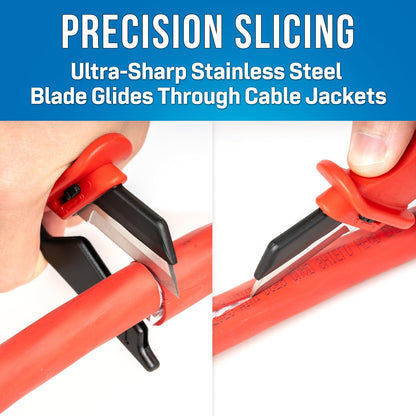 KN-300INS Insulated Cable Dismantling Knife with Blade Guard, 1000V – SS Blade for Slicing Cable Jackets