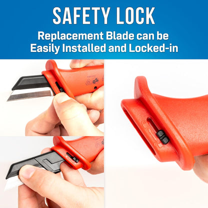KN-300INS Insulated Cable Dismantling Knife with Blade Guard, 1000V – SS Blade for Slicing Cable Jackets