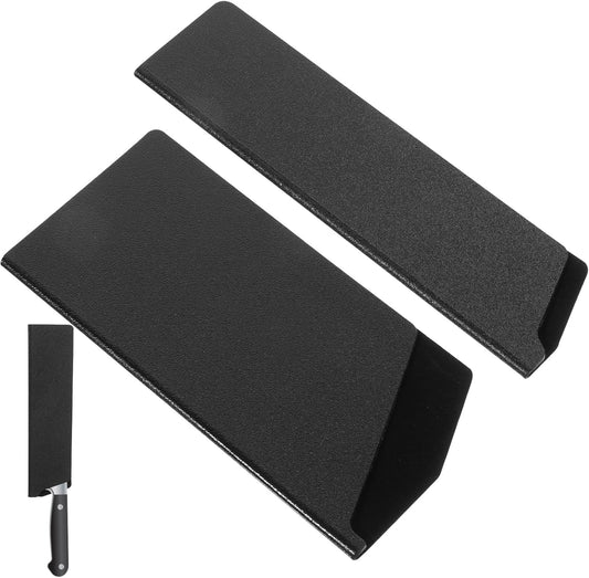 2 PCS Professional Chef Knife Sheath, 8.6" X 1.4" Black ABS Kitchen Knife Guards, 7.5" X 3.5" Wide Knives Covers Protection, Durable Non-scratch Felt Lining Knife Guards for Kitchen