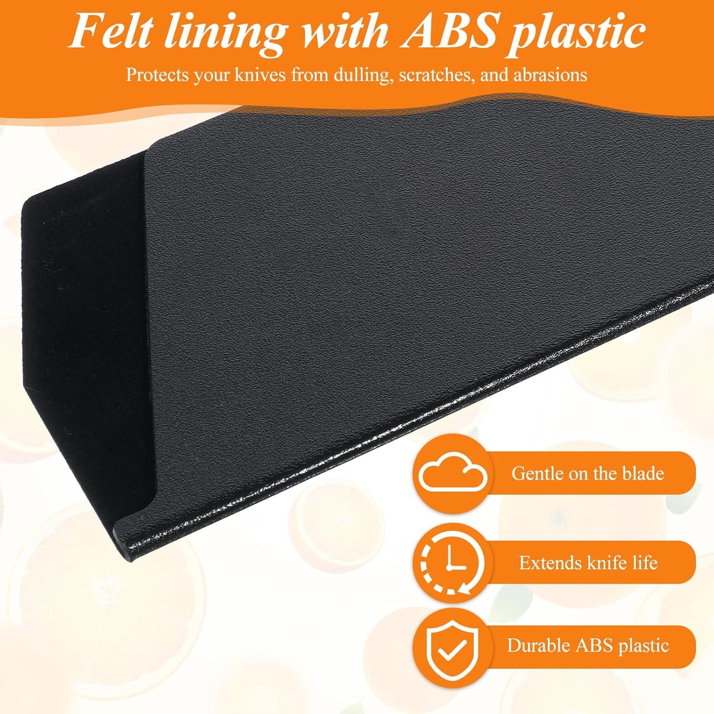 2 PCS Professional Chef Knife Sheath, 8.6" X 1.4" Black ABS Kitchen Knife Guards, 7.5" X 3.5" Wide Knives Covers Protection, Durable Non-scratch Felt Lining Knife Guards for Kitchen