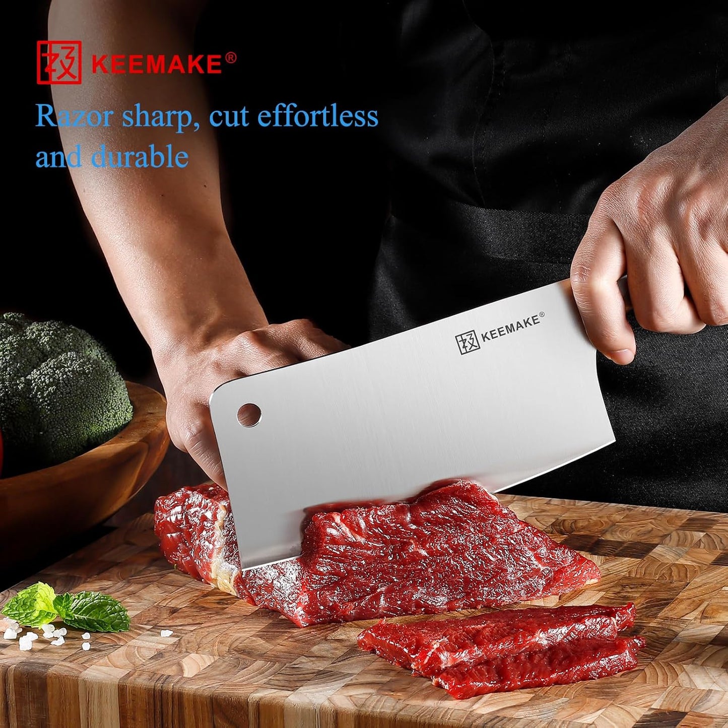 7 Inch Nakiri Knife - Japanese Kitchen Vegetable Cleaver, Razor Sharp German High Carbon Meat Slicing Cutter, Ergonomic Pakkawood Handle with Sheath, Father Day Gifts