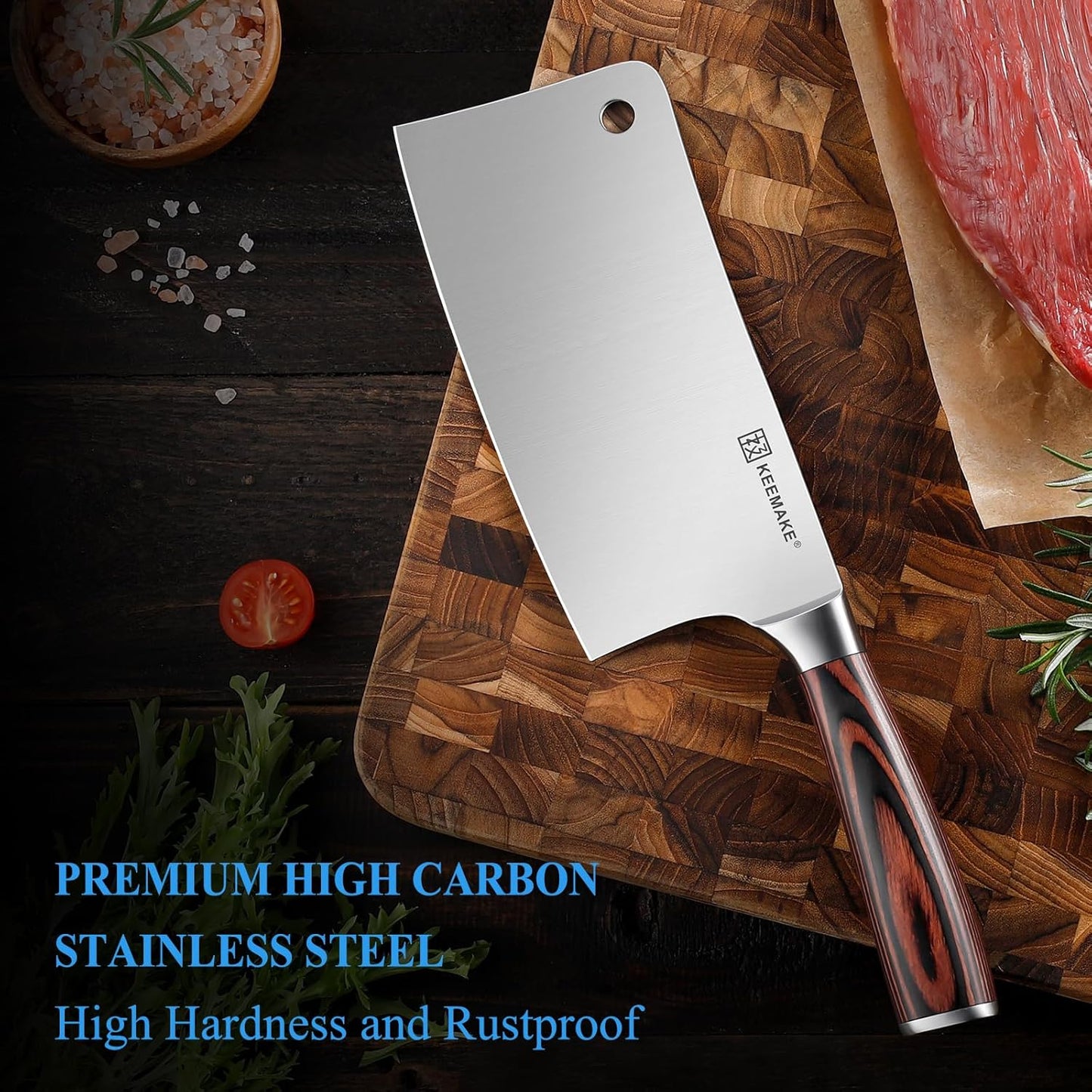 7 Inch Nakiri Knife - Japanese Kitchen Vegetable Cleaver, Razor Sharp German High Carbon Meat Slicing Cutter, Ergonomic Pakkawood Handle with Sheath, Father Day Gifts