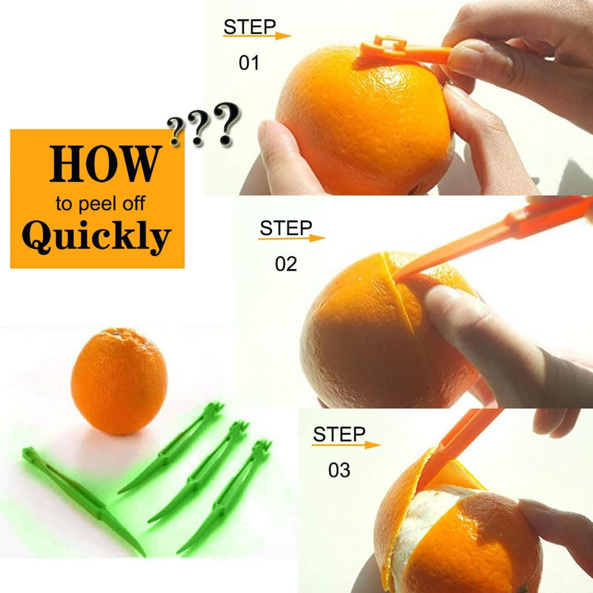 Orange Peeler Tools Citrus Peel Cutter Easy Fruit Vegetable Slicer Cutter Lemon Peeler Opener Remover Fruit Tool Kitchen Utensils Gadgets Food Peeler Slicers (Orange)