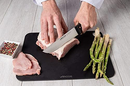 Salmon Knife/Fish Knife 11 Inch Nitrum Stainless Steel and 290 mm blade. Ergonomic Polyoxymethylene POM Handle. Series Universal. Long, sturdy blade and serrated edge. Easily cuts. Color Black