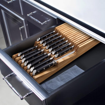 Cangshan ALPS Series 502810 German Steel Forged 15-Piece In-Drawer Knife Set with Bamboo Tray, (Black)