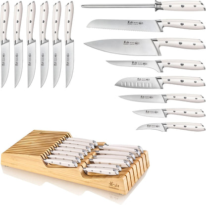 Cangshan ALPS Series 502810 German Steel Forged 15-Piece In-Drawer Knife Set with Bamboo Tray, (Black)