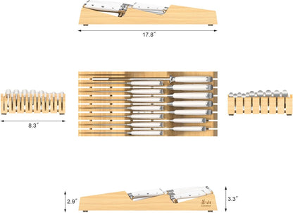 Cangshan ALPS Series 502810 German Steel Forged 15-Piece In-Drawer Knife Set with Bamboo Tray, (Black)