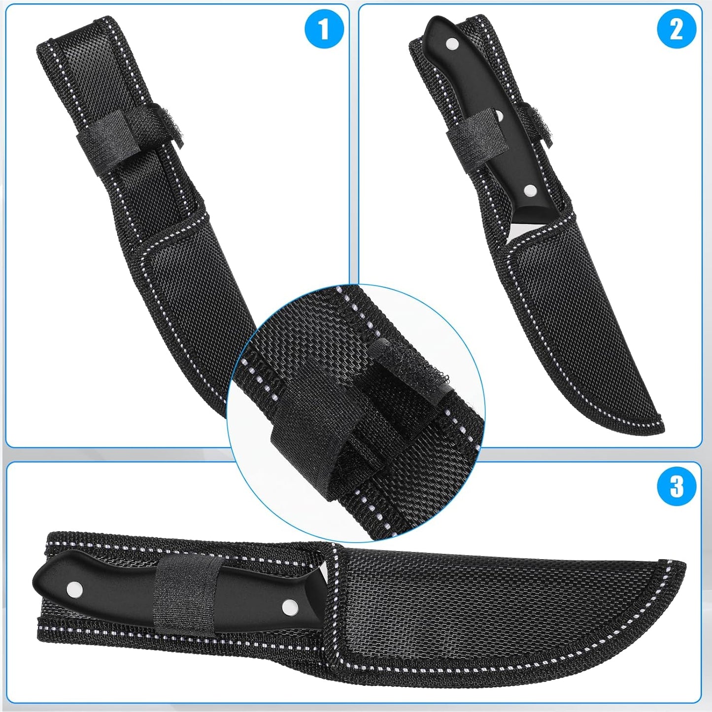 Black Nylon Knife Sheath, Universal Knife Covers or Sleeves for Outdoor, Portable Knives Guard for Chef and Kitchen