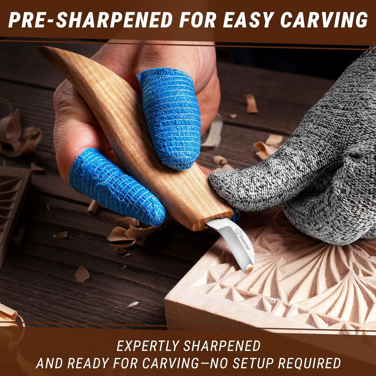 Chip Carving Knife C6 1" - Wood Carving Tools for Beginners and Kids - Small Whittling Knife for Detail