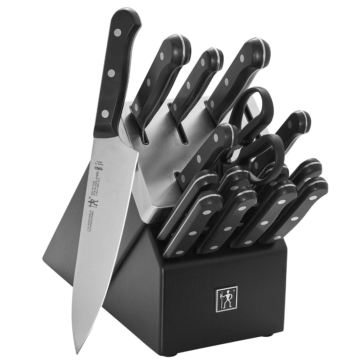 Solution Self Sharpening Knife Set German Engineered, Black