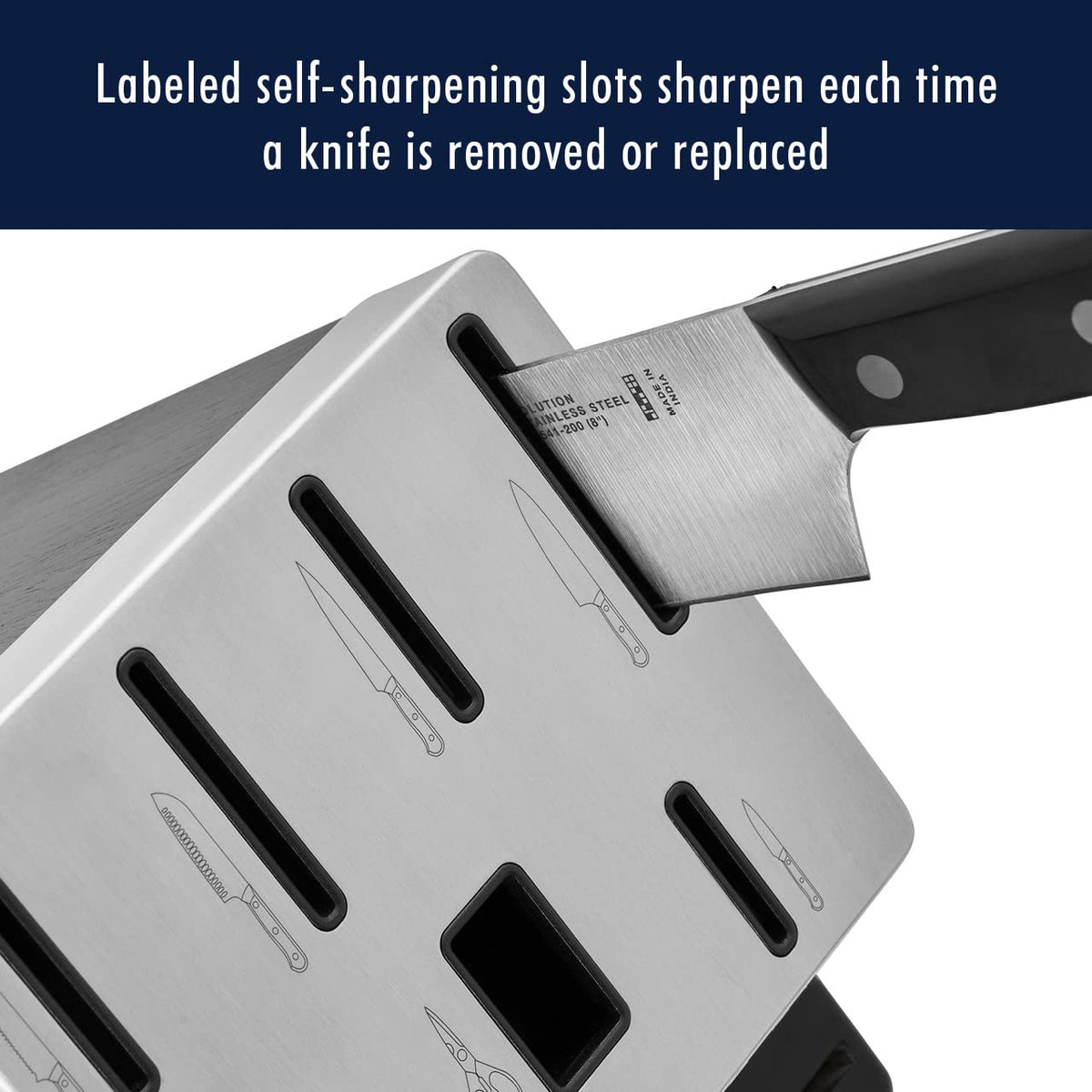 Solution Self Sharpening Knife Set German Engineered, Black