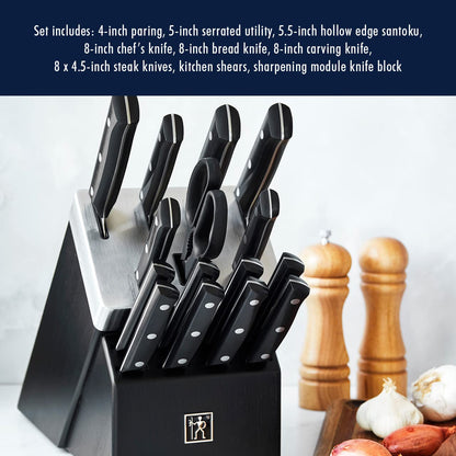 Solution Self Sharpening Knife Set German Engineered, Black