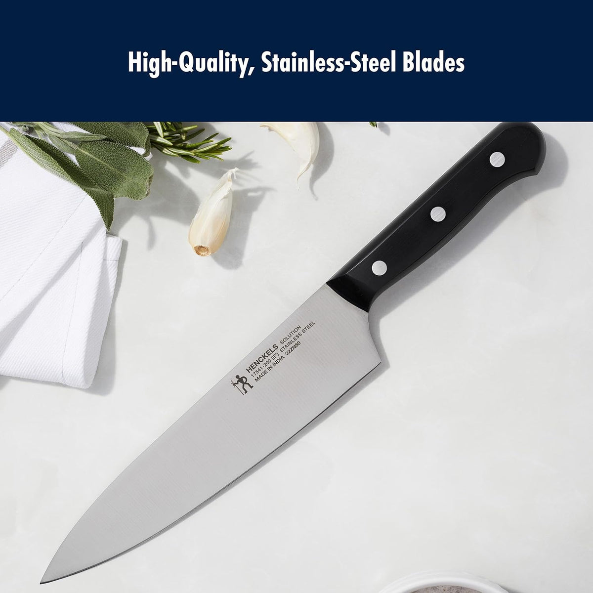 Solution Self Sharpening Knife Set German Engineered, Black