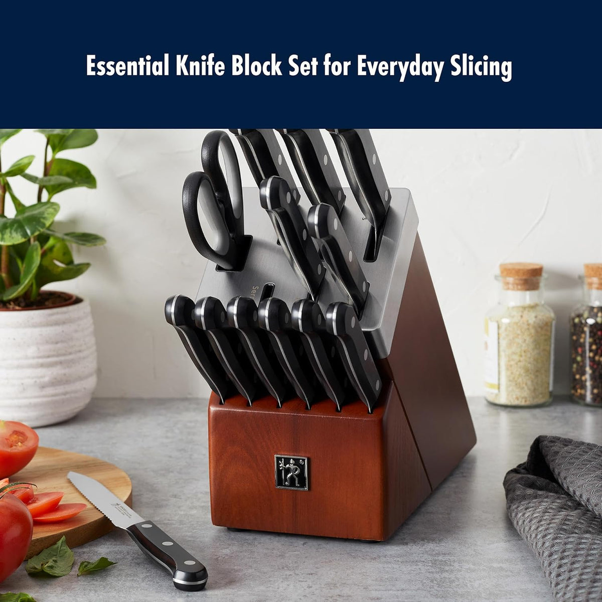 Solution Self Sharpening Knife Set German Engineered, Black