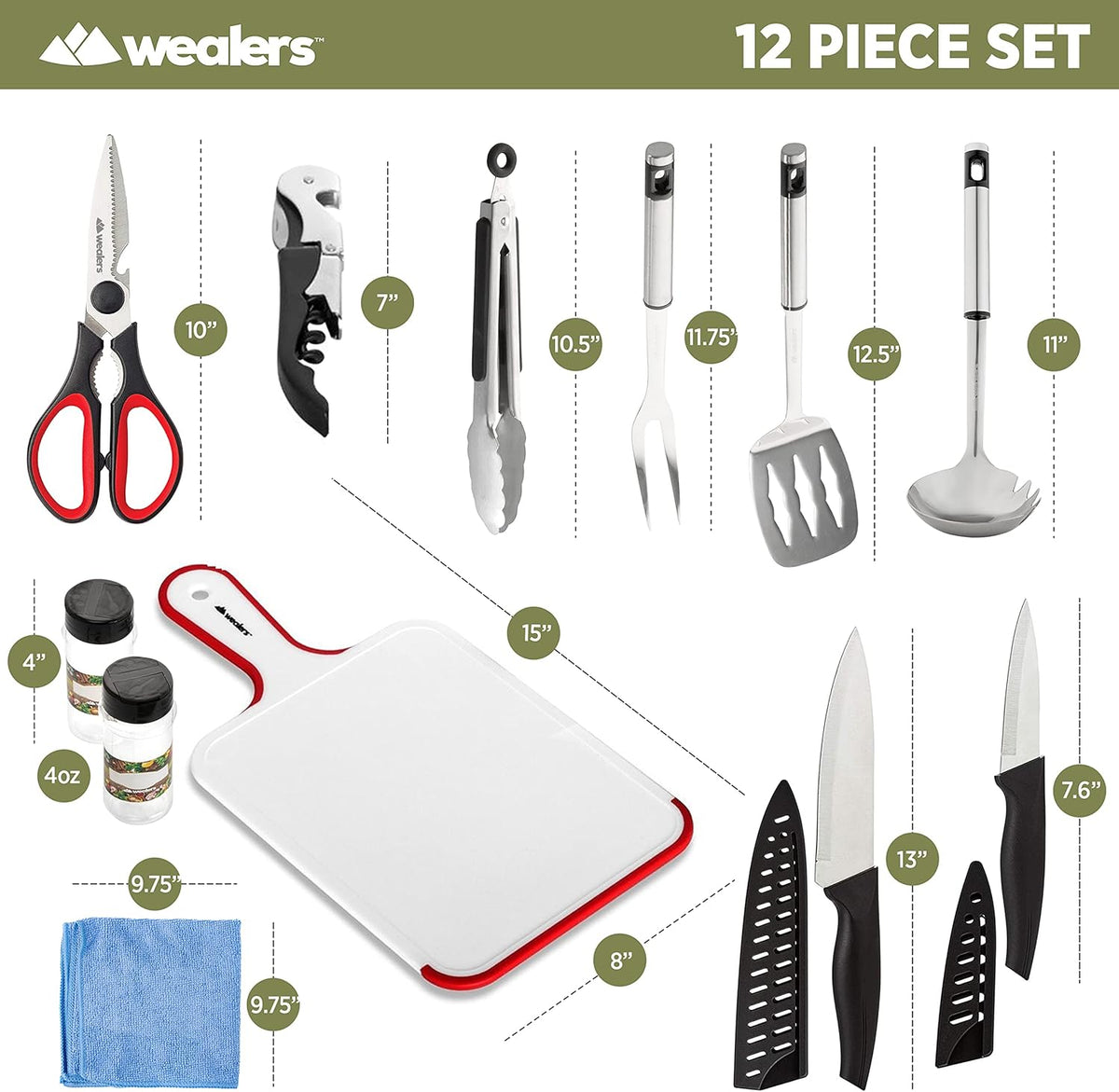 Camp Kitchen Cooking Utensil Set Travel Organizer Grill Accessories Portable Compact Gear for Backpacking BBQ Camping Hiking Travel Cookware Kit Water Resistant Case