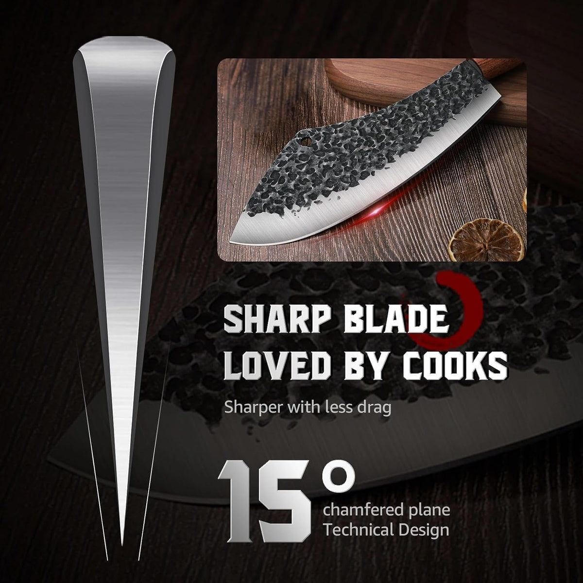Hand Forged Meat Cleaver Butcher Knife with Leather Sheath | Ultra Sharp / High Carbon Steel / Ergonomic Non-Slip Grip / Multipurpose Chef Knife for Kitchen Outdoor, Gift for Man Women