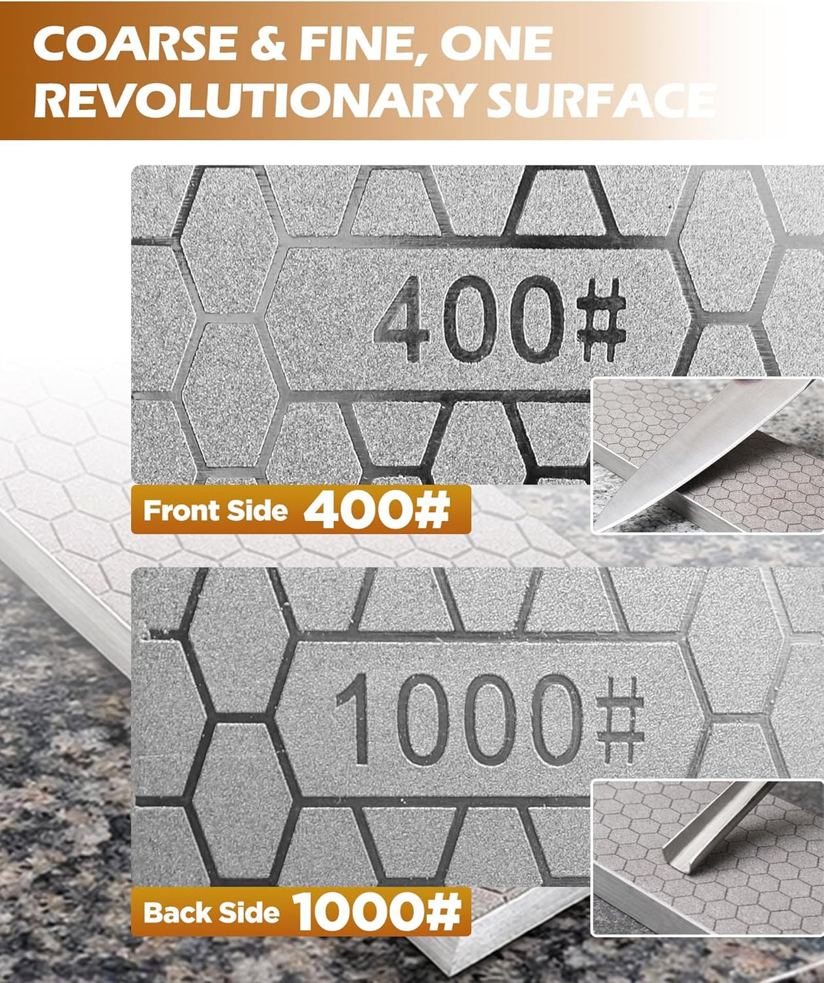 Diamond Sharpening Stone Set, 150/600 Grit Double-Sided Diamond Plate Sharpening Stone with Angle Guide & Non-Slip Silicone Mat – Restoration & Sharpening Diamond Plate for Axes, Knives