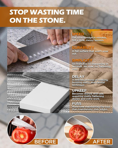Diamond Sharpening Stone Set, 150/600 Grit Double-Sided Diamond Plate Sharpening Stone with Angle Guide & Non-Slip Silicone Mat – Restoration & Sharpening Diamond Plate for Axes, Knives