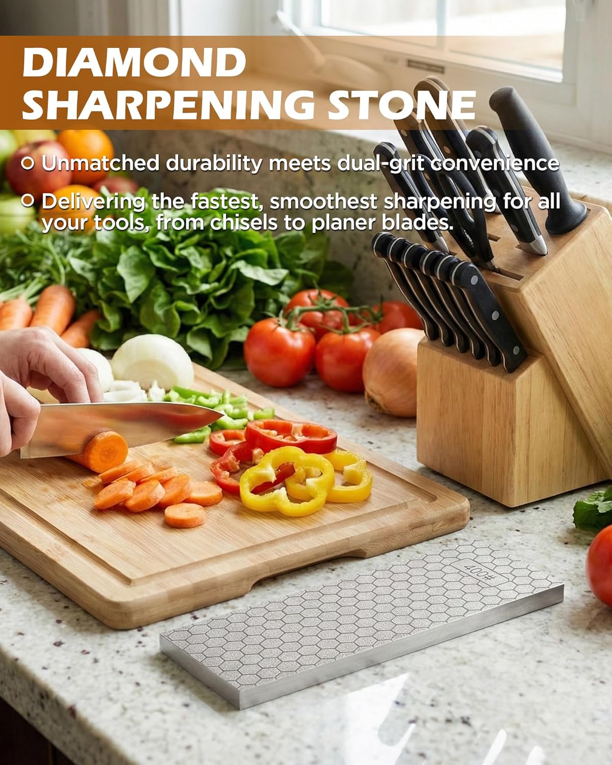Diamond Sharpening Stone Set, 150/600 Grit Double-Sided Diamond Plate Sharpening Stone with Angle Guide & Non-Slip Silicone Mat – Restoration & Sharpening Diamond Plate for Axes, Knives