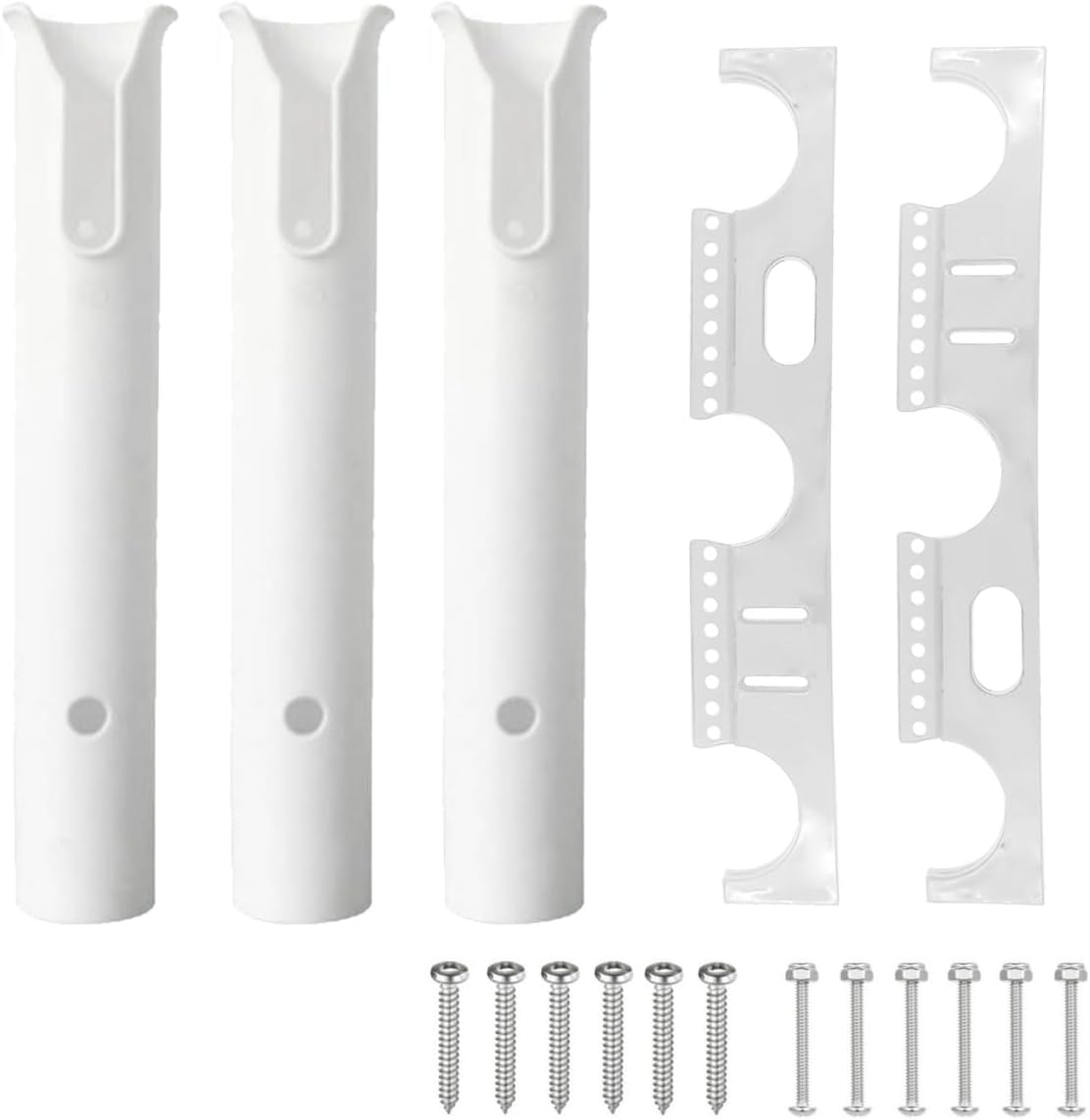 Fishing Rod Holder Bracket 3 Tube，Wall Mounted Boat Side Mount Tool Holder Tube Links with Screws